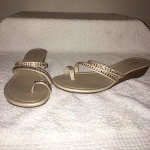 Slip-on sandals with rhinestones